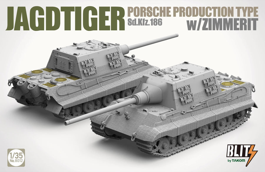 TAKOM 8012 1/35 Jagdtiger Sd.Kfz. 186 Porsche Production Type W/Zimmerit Scale Model Kit