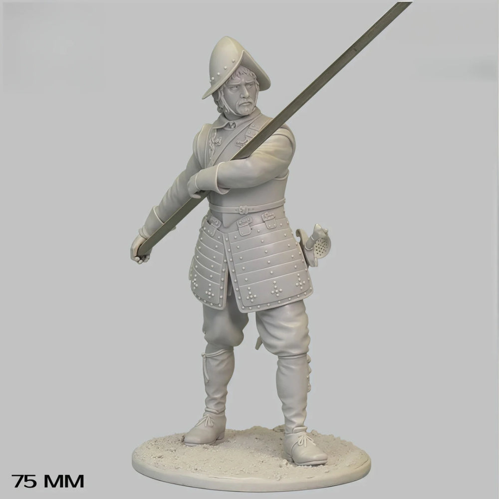 75mm 17th Century European Pikeman, Resin Model Figure Kit, Military Theme, Unassembled and Unpainted