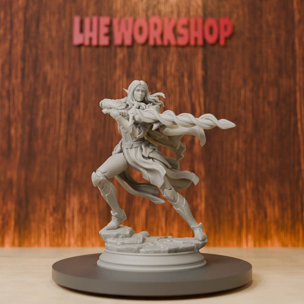 75mm Medieval Female Elf Eldritch Knight, Resin Model Figure Kit, Unassembled and Unpainted