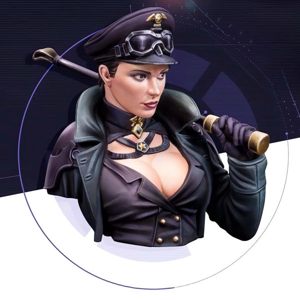 1/12 Steampunk Female Officer, Resin Model Bust Kit, Unassembled and Unpainted