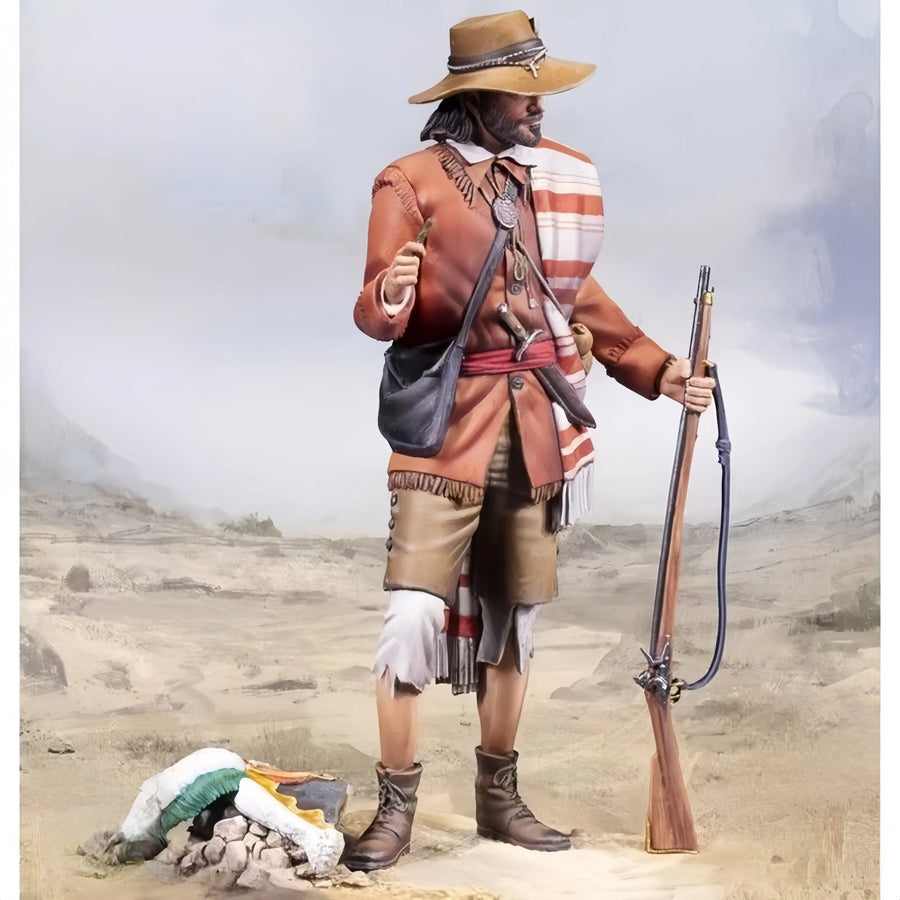 North American Frontier Trapper/Métis Figure with Rifle 1/24 Resin Figure Kit - resin model view 3
