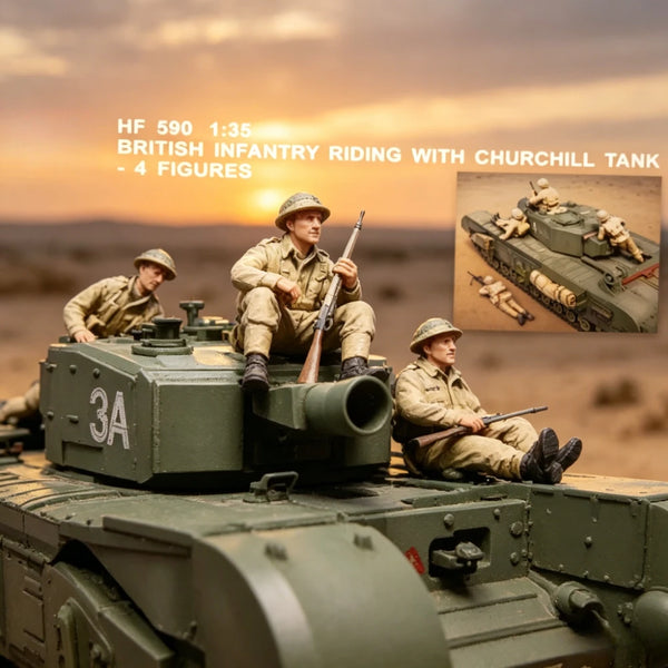 1/35 WWII British North Africa Infantry Team, 4 Figures, Resin Model Figure Kit, Unassembled and Unpainted