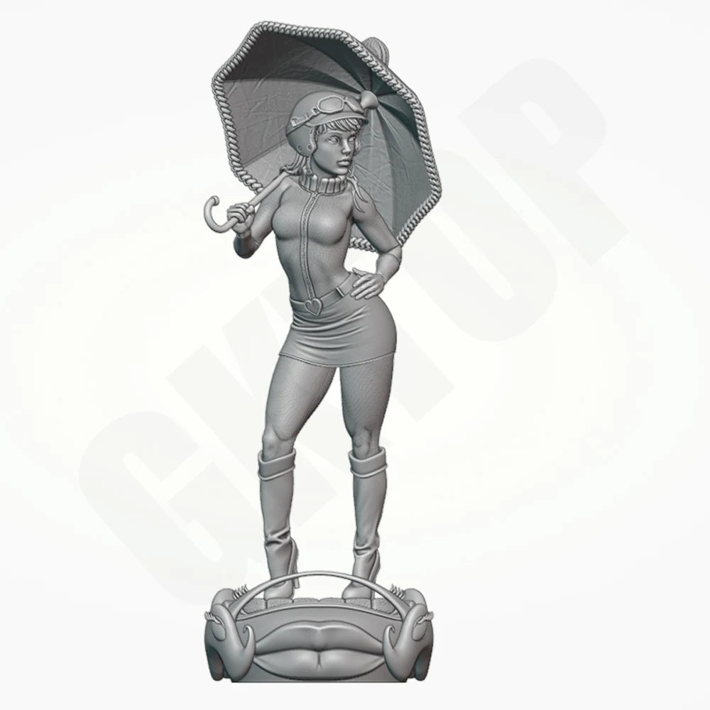 Pinup Beauty with Umbrella, Resin Model Figure Kit, Unassembled and Unpainted