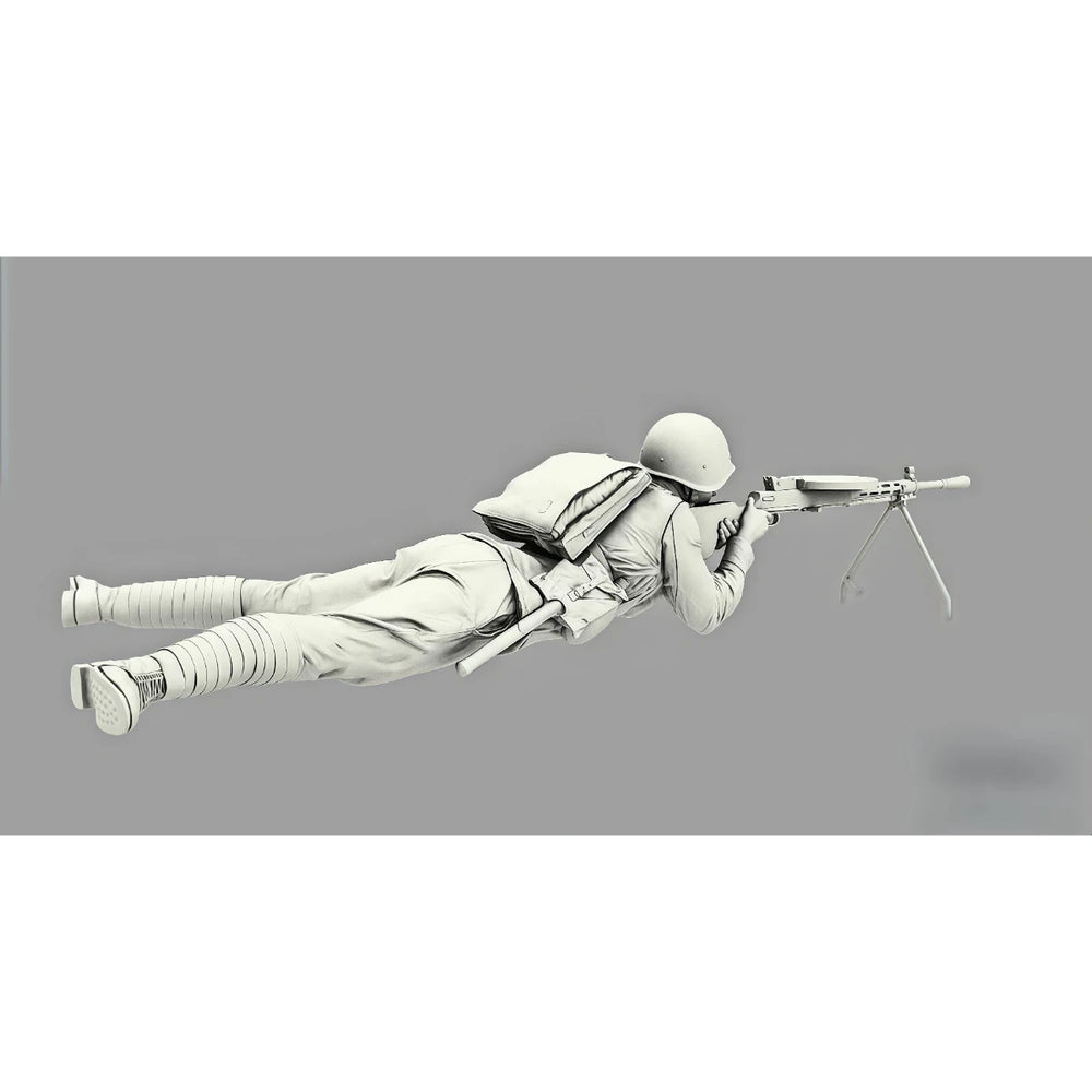 1/35 WWII Soviet Machinegunner, Resin Model Figure Kit, Unassembled and Unpainted
