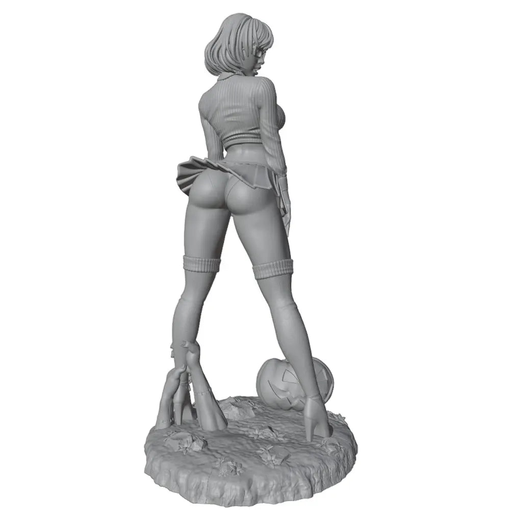 1/24 Autumn Pin-up Standing on Pumpkin, Resin Model Figure Kit, Unassembled and Unpainted