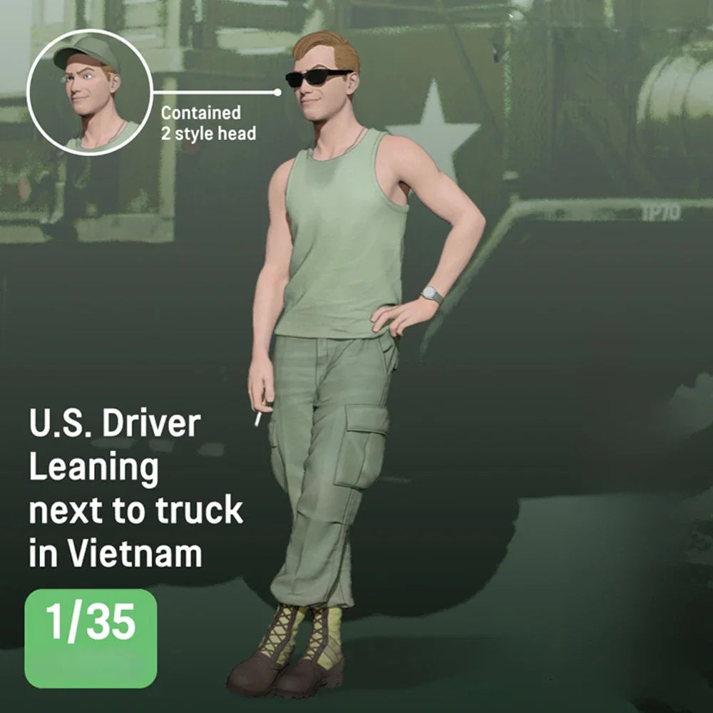 1/35 Vietnam War US Driver, Resin Model Figure Kit, Unassembled and Unpainted