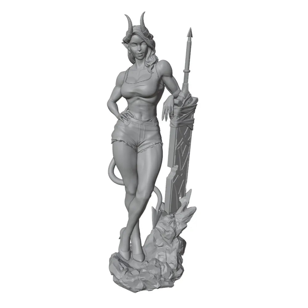 1/24 Demon Warrior with Horns and Great Sword, Resin Model Figure Kit, Fantasy Theme, Unassembled and Unpainted