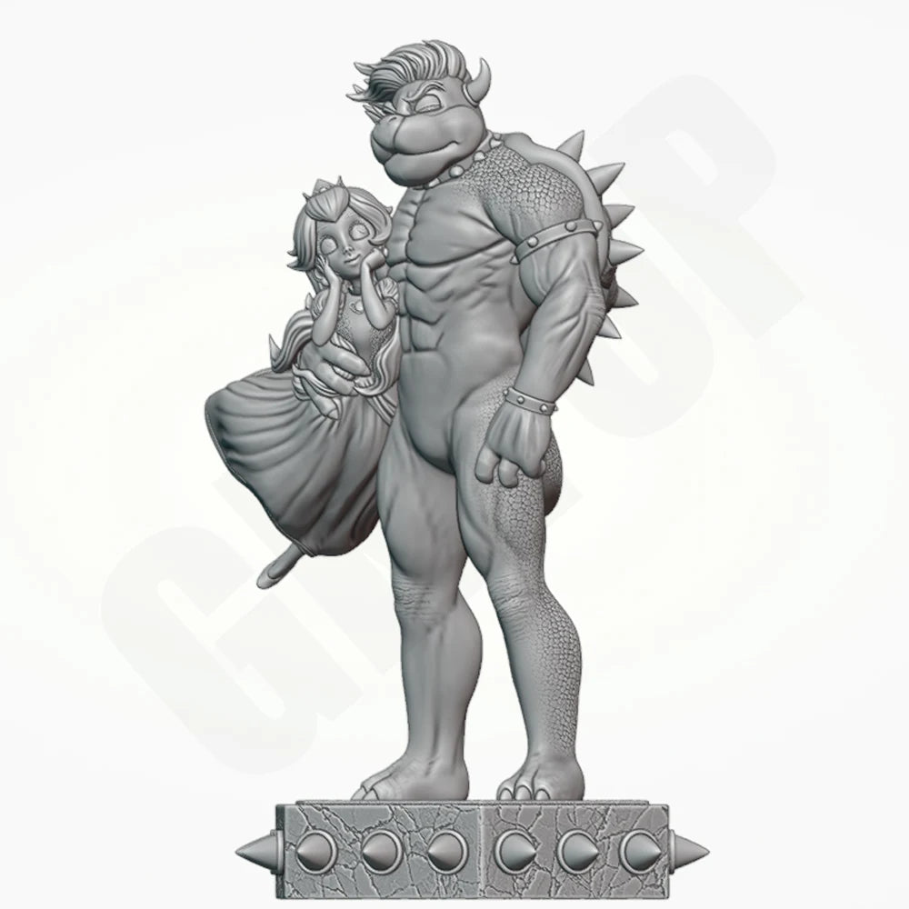 Turtle Demon & Princess, 2 Figures, Resin Model Figure Kit, Fantasy Theme, Unassembled and Unpainted