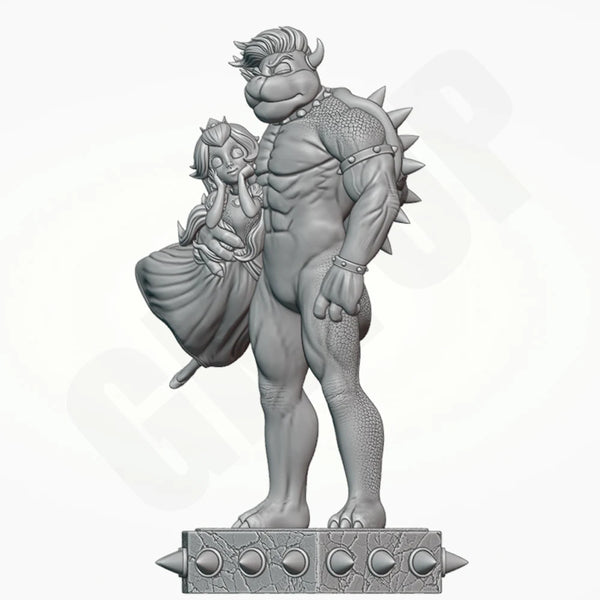 Turtle Demon & Princess, 2 Figures, Resin Model Figure Kit, Fantasy Theme, Unassembled and Unpainted