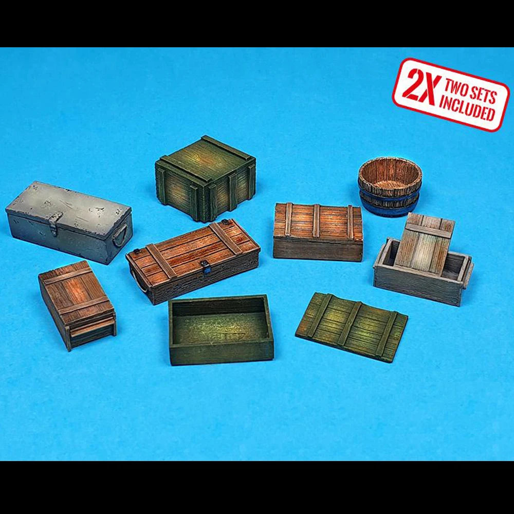 1/35 WWII Ammunition & Supply Boxes, Resin Model Accessory Kit, Unpainted