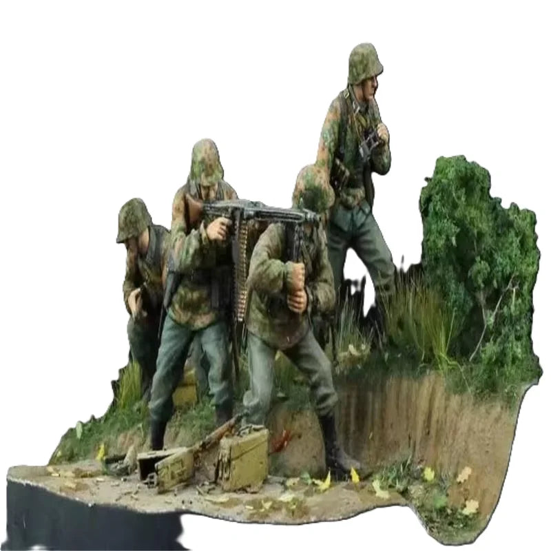 1/35 Modern Infantry Team with Machine Gunner, 4 Figures, Resin Model Figure Kit, Unassembled and Unpainted