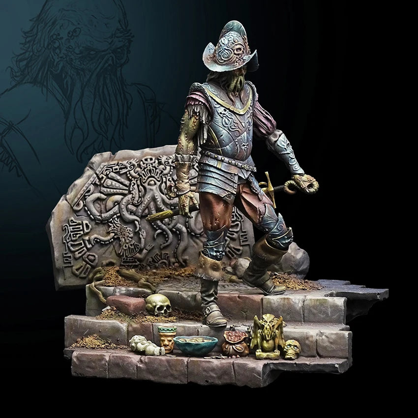 1/24 Medieval Crowned Female Warrior in Ornate Armor, Resin Model Figure Kit, Unassembled and Unpainted