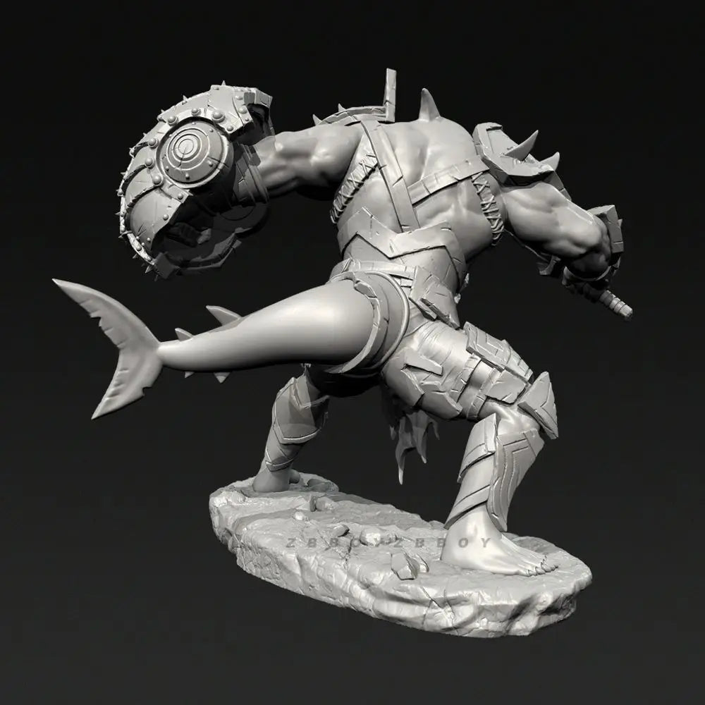 75mm Shark Monster Warrior, 5 Figures, Resin Model Figure Kit, Fantasy Theme, Unassembled and Unpainted