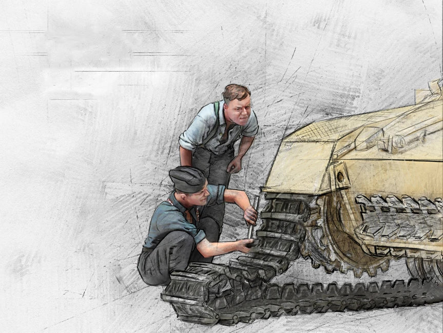 1/35 WWII Tank Crew Mechanics, 2 Figures, Resin Model Figure Kit, Unassembled and Unpainted