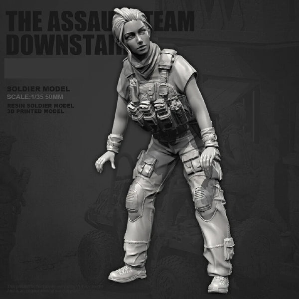 1/35 Modern Female Assault Operator in Tactical Vest, Resin Model Figure Kit, Unassembled and Unpainted