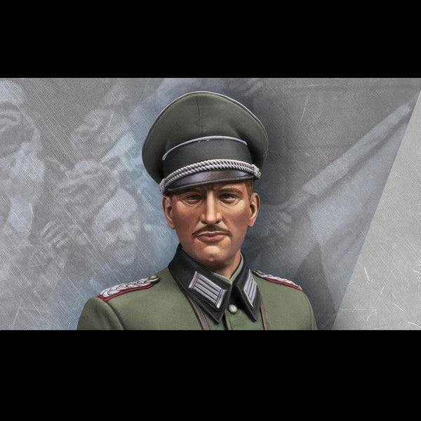 1/10 WWII German Wehrmacht Officer in Visor Cap, Resin Model Bust Kit, Unassembled and Unpainted