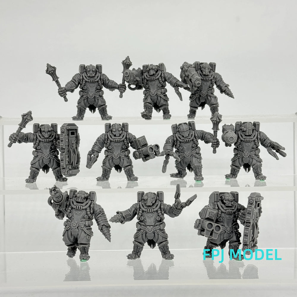 Heavy Support Soldiers, 10 Figures, Resin Model Figure Kit, Sci-Fi Theme, Unassembled and Unpainted