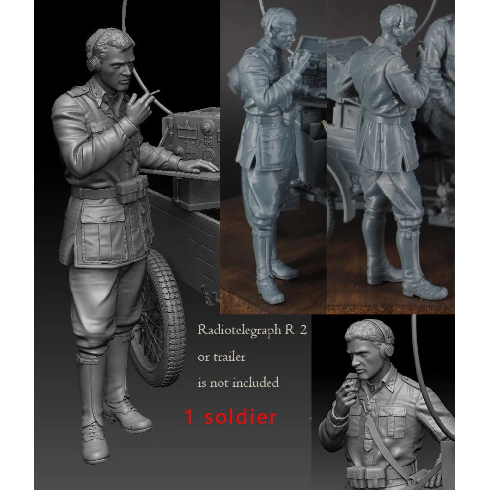1/35 WWII Italian Soldiers with Radiotelegraph, 3 Figures, Resin Model Figure Kit, Unassembled and Unpainted