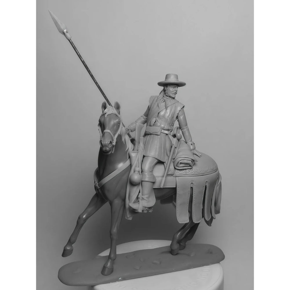 54mm Spanish Cavalry Soldier 1751, Resin Model Figure Kit, Military Theme, Unassembled and Unpainted