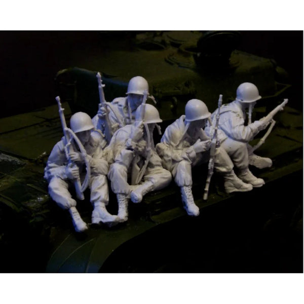 1/35 WWI American Doughboy Infantry Squad, 5 Figures, Resin Model Figure Kit, Unassembled and Unpainted