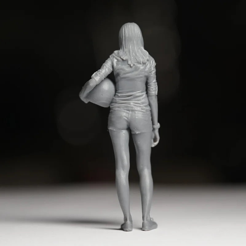 1/35 1/35 Motorcycle Girl, Resin Model Figure Kit, Unassembled and Unpainted