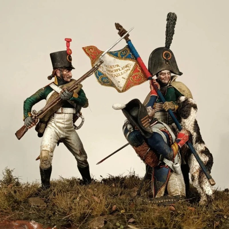 1/24 Napoleonic Imperial Guard, 3 Figures, Resin Model Figure Kit, Unassembled and Unpainted