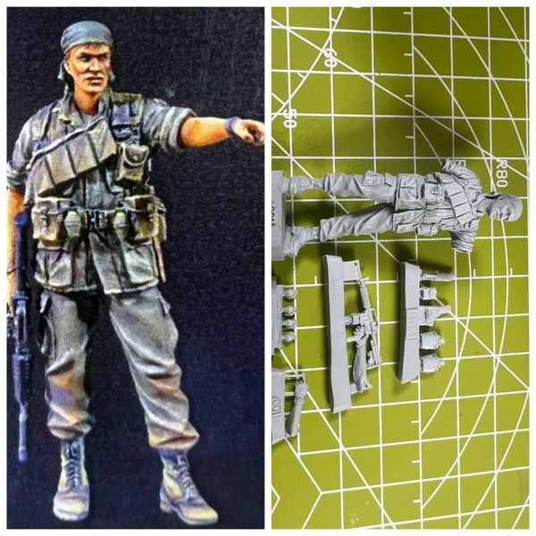 1/35 Modern US Special Forces Operator Pointing in Headwrap, Resin Model Figure Kit, Unassembled and Unpainted