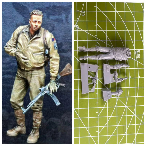 1/35 WWII US Army Rifleman at Attention, Resin Model Figure Kit, Unassembled and Unpainted