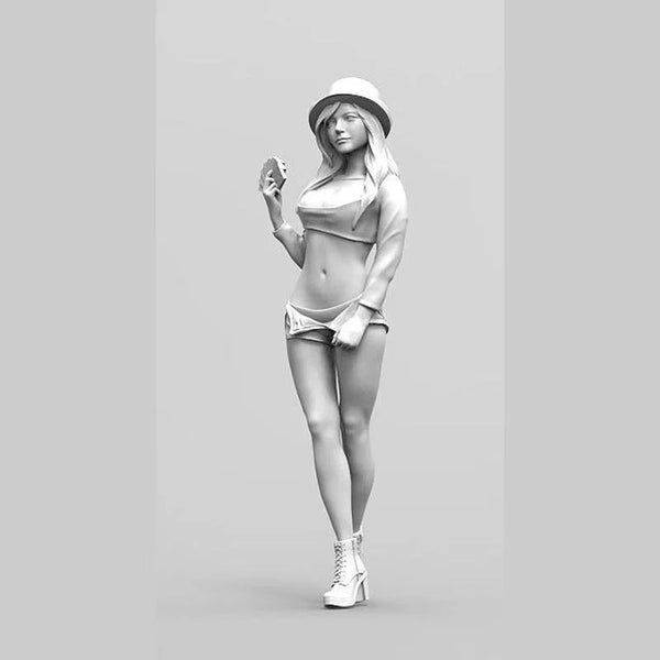 1/35 Pin-up Card Player with Bowler Hat, Resin Model Figure Kit, Unassembled and Unpainted