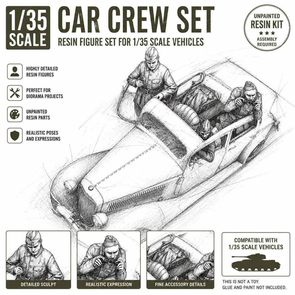 1/35 WWII Vehicle Crew, 4 Figures, Resin Model Figure Kit, Unassembled and Unpainted
