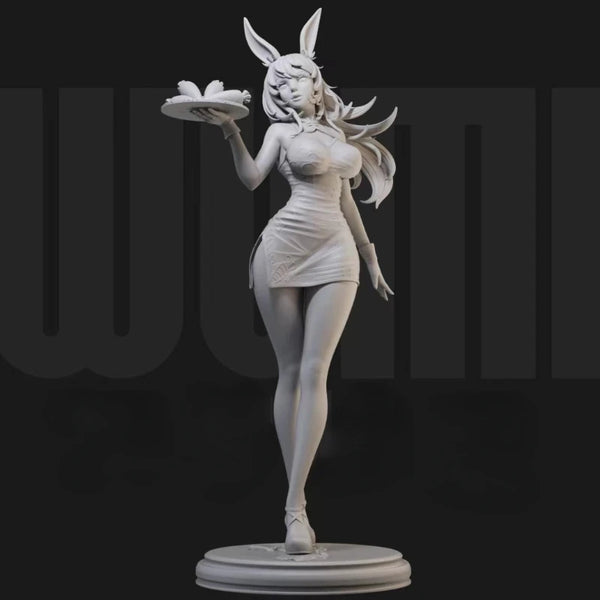 1/24 Anthropomorphic Bunny Waiter, Resin Model Figure Kit, Anime Theme, Unassembled and Unpainted