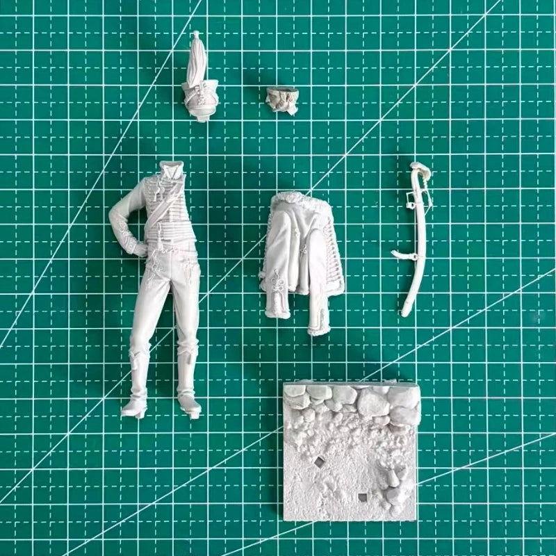 1/24 Napoleonic Hussar Officer, Resin Model Figure Kit, Unassembled and Unpainted