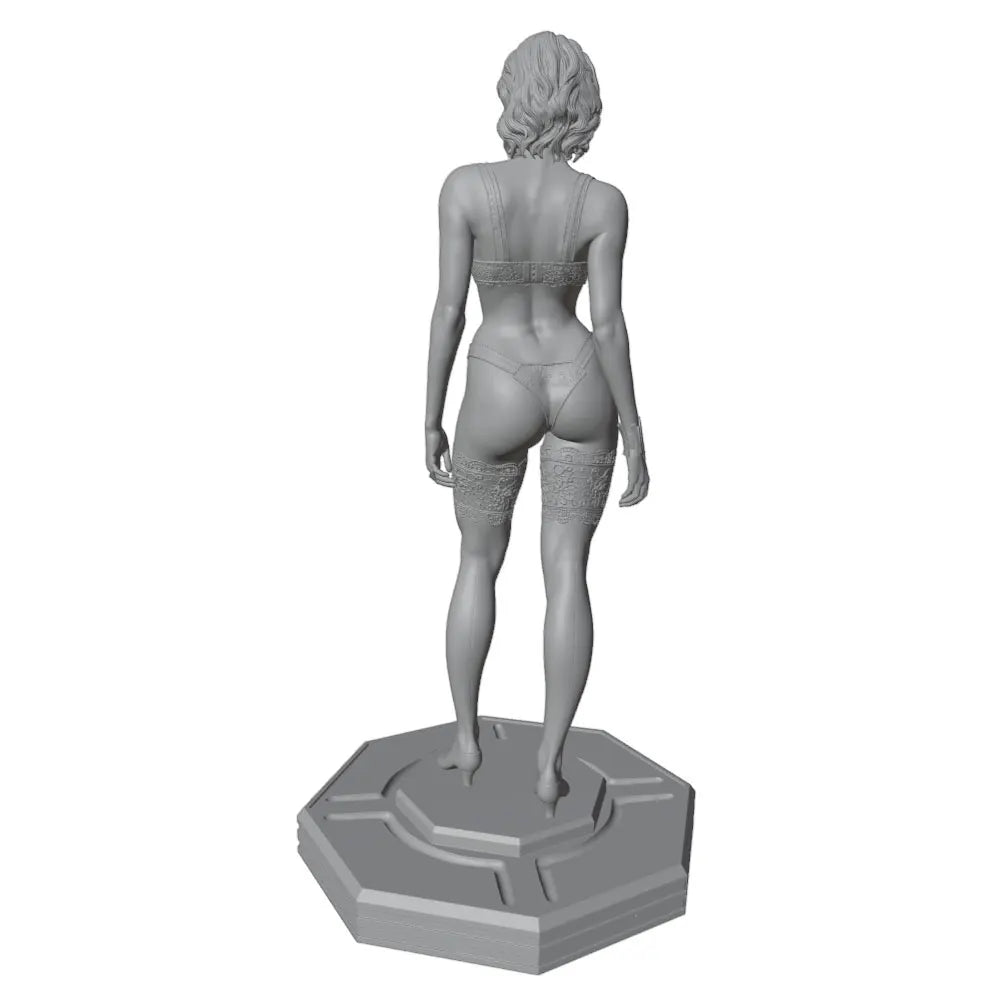 1/24 Standing Female with Curled Hair, Resin Model Figure Kit, Unassembled and Unpainted