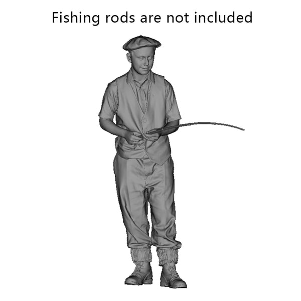 1/35 Civilian Boy Fishing, Resin Model Figure Kit, Historical Theme, Unassembled and Unpainted