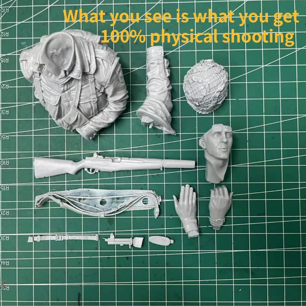 1/10 WWII US Paratrooper with Combat Loadout, Resin Model Bust Kit, Unassembled and Unpainted