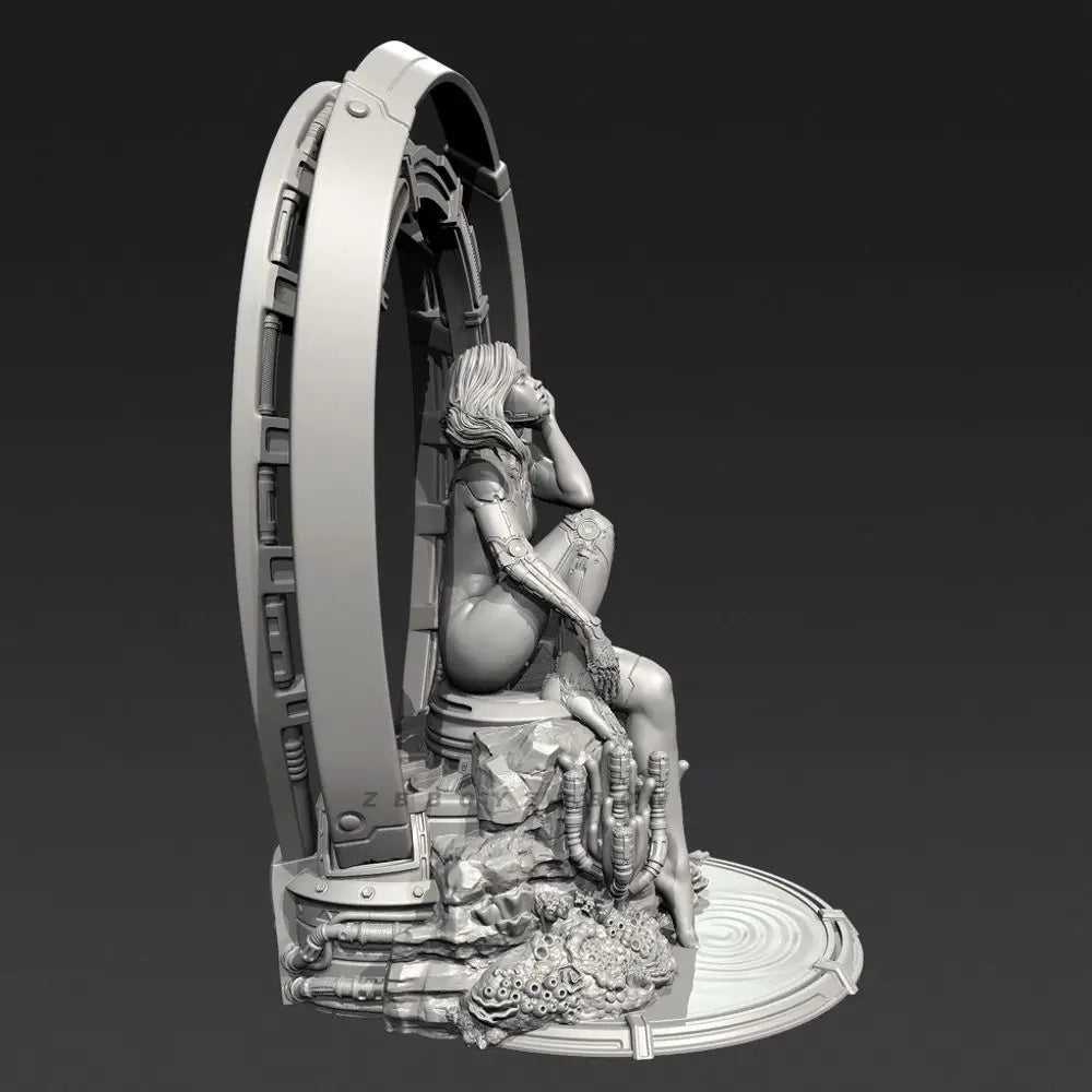 100mm Mechanical Girl, Resin Model Figure Kit, Sci-Fi Theme, Unassembled and Unpainted