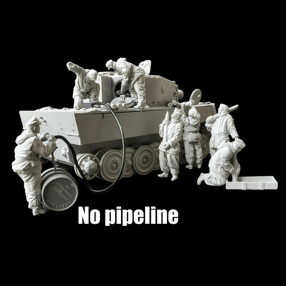 1/35 WWII Infantry with Supply Wagon, 8 Figures, Resin Model Vehicle Kit, Unassembled and Unpainted
