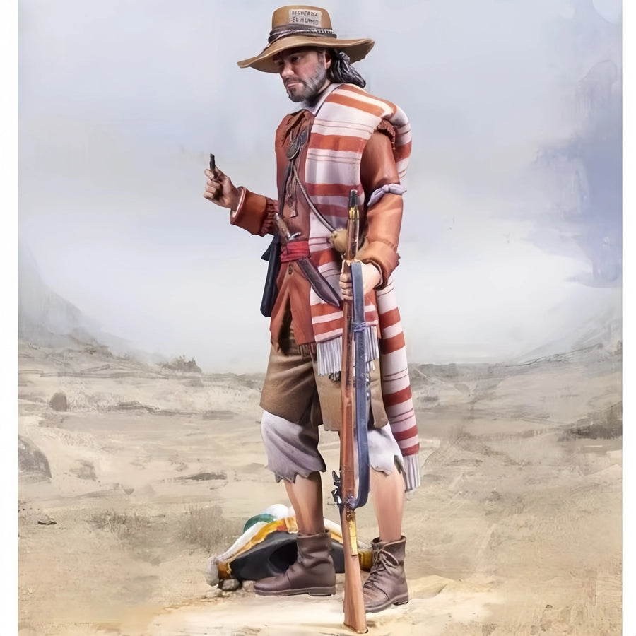 North American Frontier Trapper/Métis Figure with Rifle 1/24 Resin Figure Kit - resin model view 2