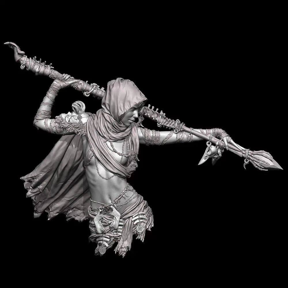 1/12 Necromancer, Resin Model Bust Kit, Fantasy Theme, Unassembled and Unpainted