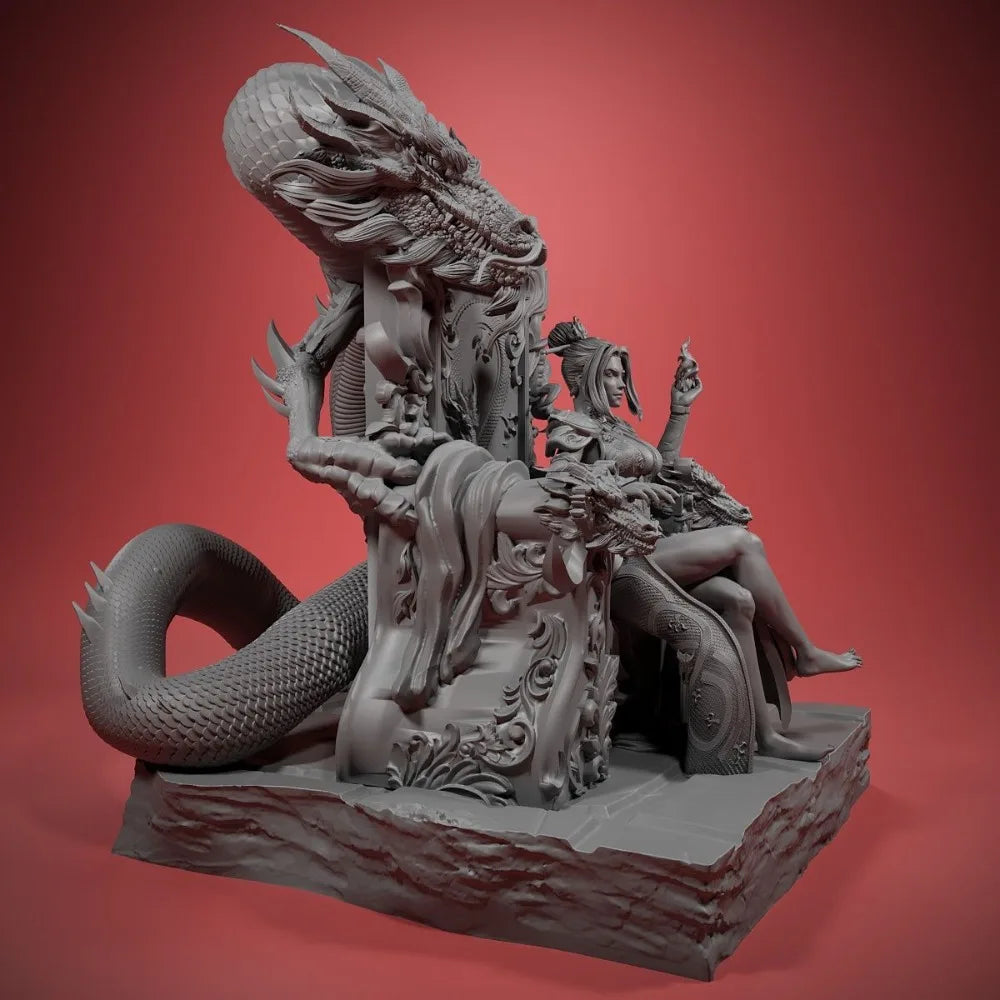 57mm Fire Dragon Empress, Resin Model Figure Kit, Fantasy Theme, Unassembled and Unpainted