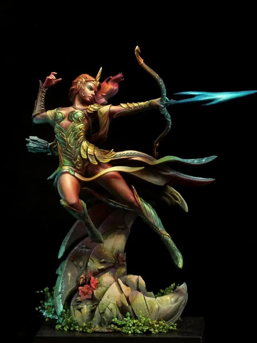 Medieval Elf Warrior Archer Moon Arrow, Resin Model Figure Kit, Unassembled and Unpainted