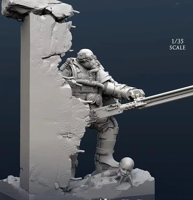 1/35 Powered Exosuit Soldier, Resin Model Figure Kit, Sci-Fi Theme, Unassembled and Unpainted