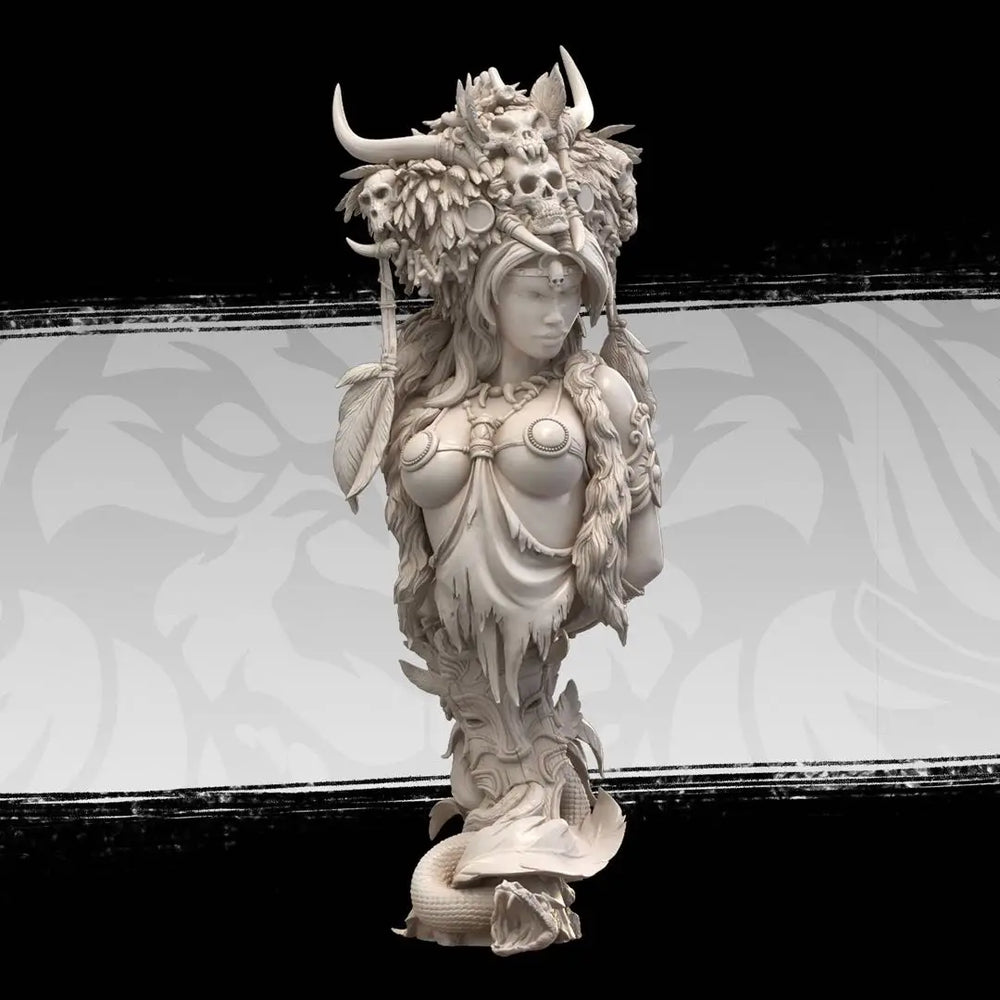 1/9 Female Sorceress, Resin Model Bust Kit, Fantasy Theme, Unassembled and Unpainted