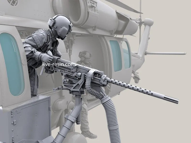 1/35 Modern Tactical Helicopter Door Gunner with SAW, Resin Model Figure Kit, Unassembled and Unpainted