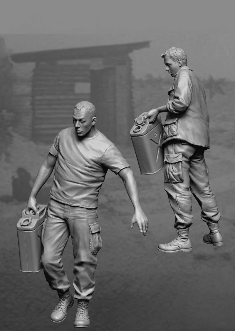1/35 Vietnam War US Army Refueling Crew, 2 Figures, Resin Model Figure Kit, Unassembled and Unpainted