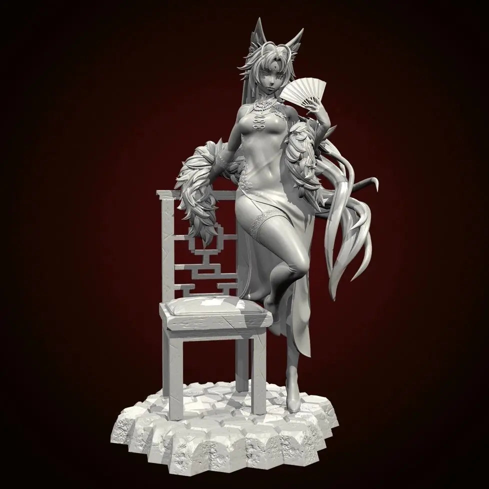75mm Fox Spirit Demon, Resin Model Figure Kit, Fantasy Theme, Unassembled and Unpainted
