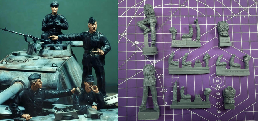 1:35 Resin Model Assembly Kit, GK, Commander 4-Person Team, Unpainted
