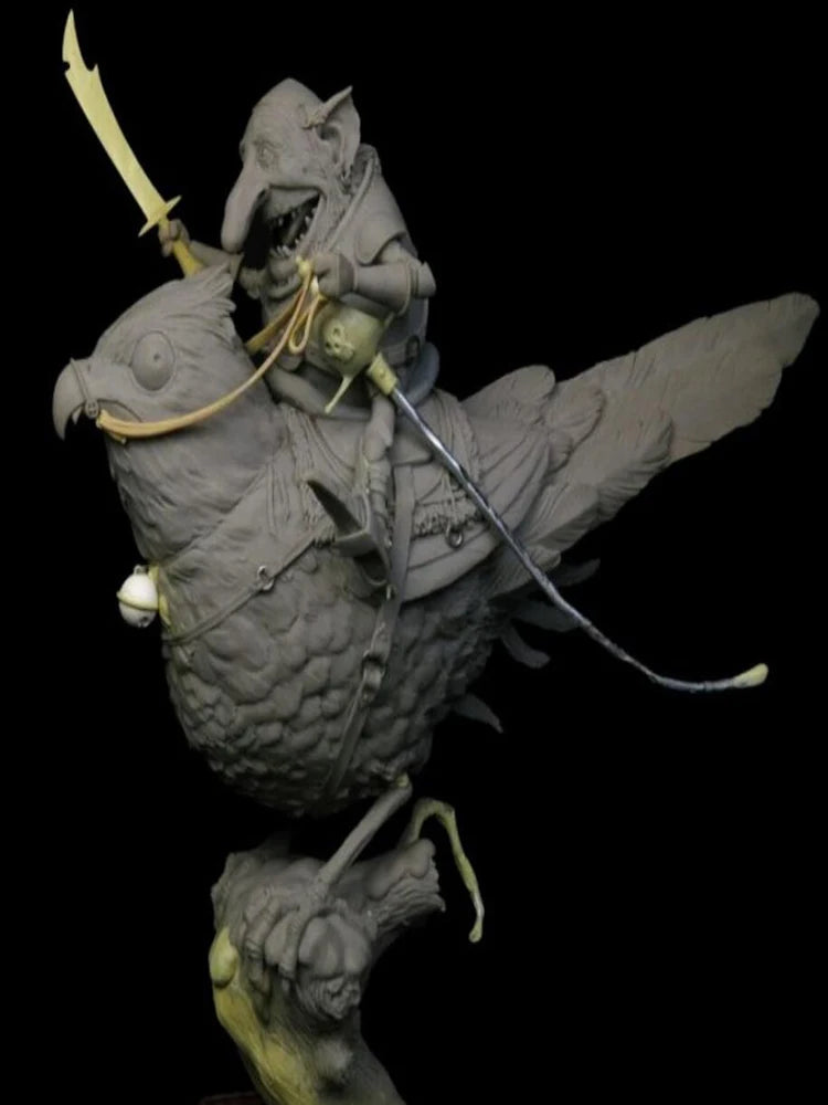 1/32 Officer Warrior on Dragon Mount, Resin Model Figure Kit, Fantasy Theme, Unassembled and Unpainted
