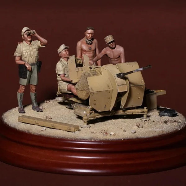 1/35 WWII German DAK Flak 38 Crew, 9 Figures, Resin Model Figure Kit, Unassembled and Unpainted