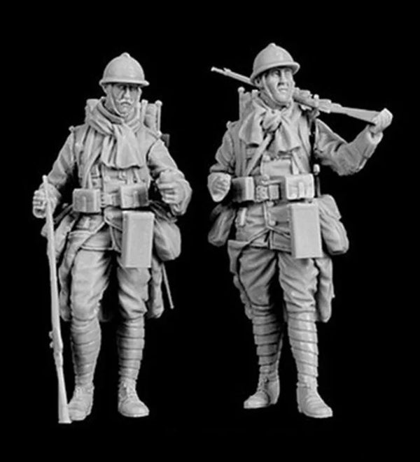 1/35 WWI Allied Soldiers with Rifles, 2 Figures, Resin Model Figure Kit, Unassembled and Unpainted